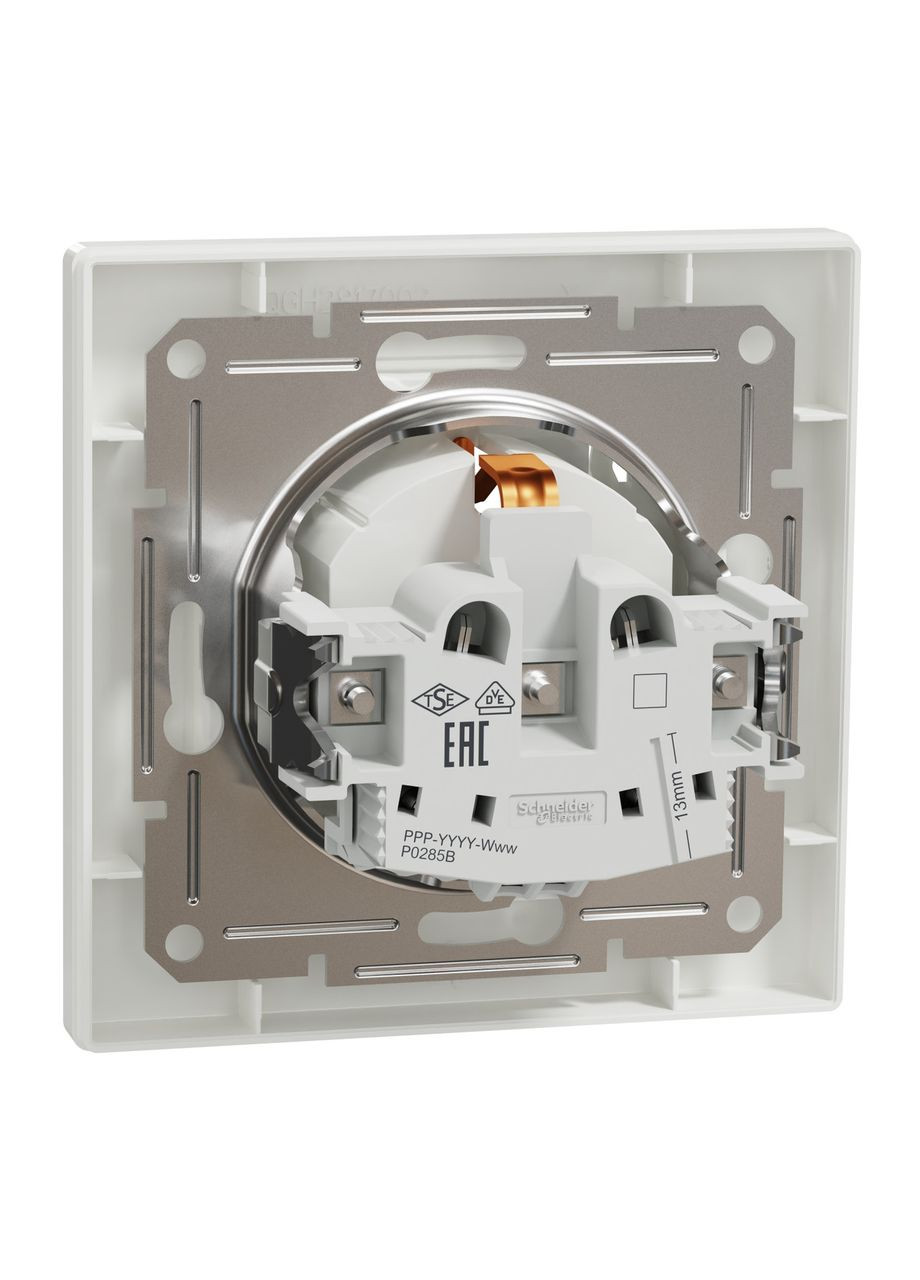 Розетка з кришкою та з заземленням, білий, Asfora, EPH3100121 Schneider (372582366)