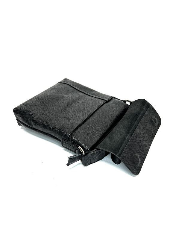 Чорна шкіряна чоловіча маленька молодіжна практична сумка через плече з довгим ремінцем No Brand (316715421)