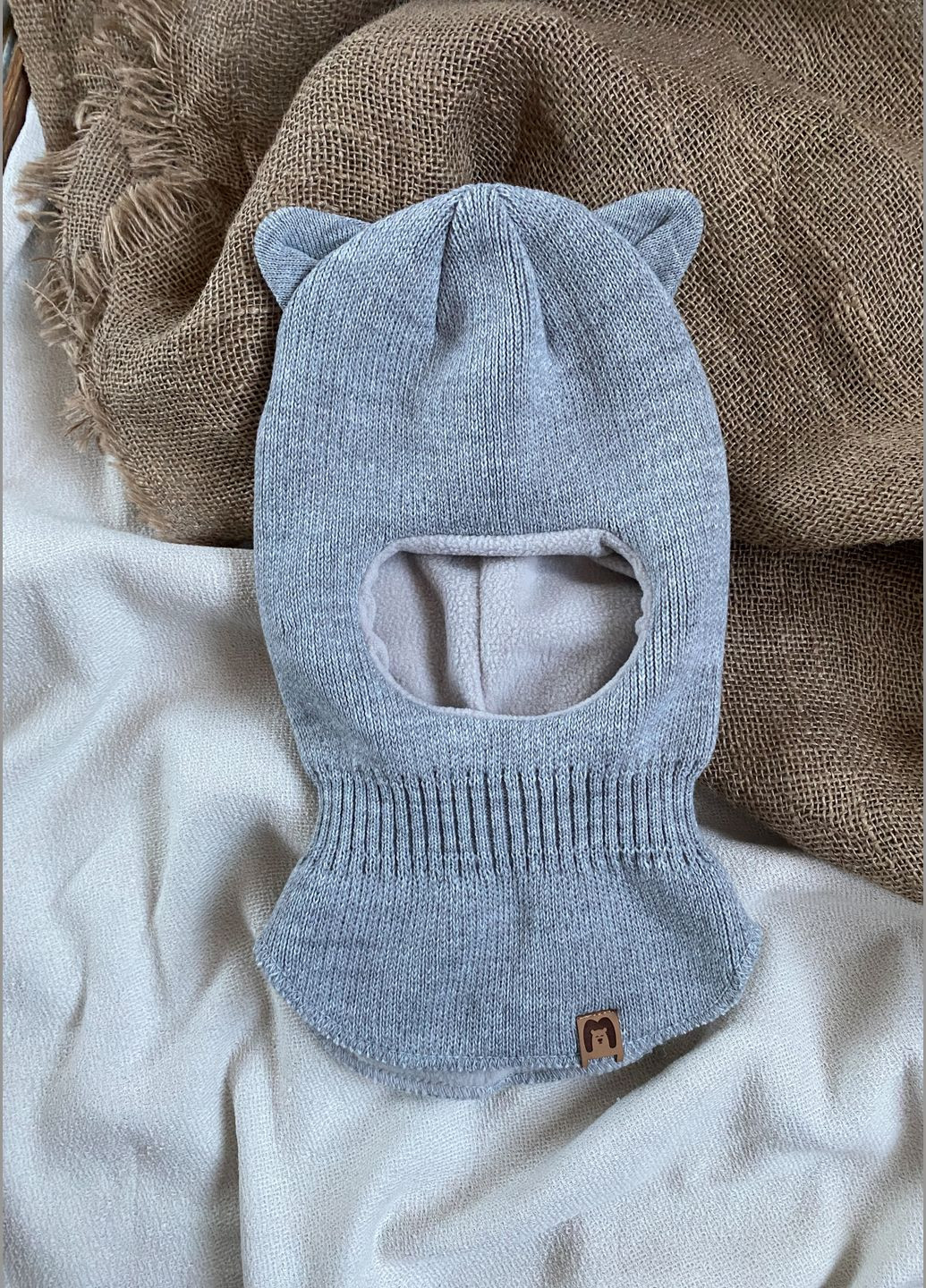 Детский шлем-шапка на зиму с милыми ушками котика Talvi Котик (307285024)