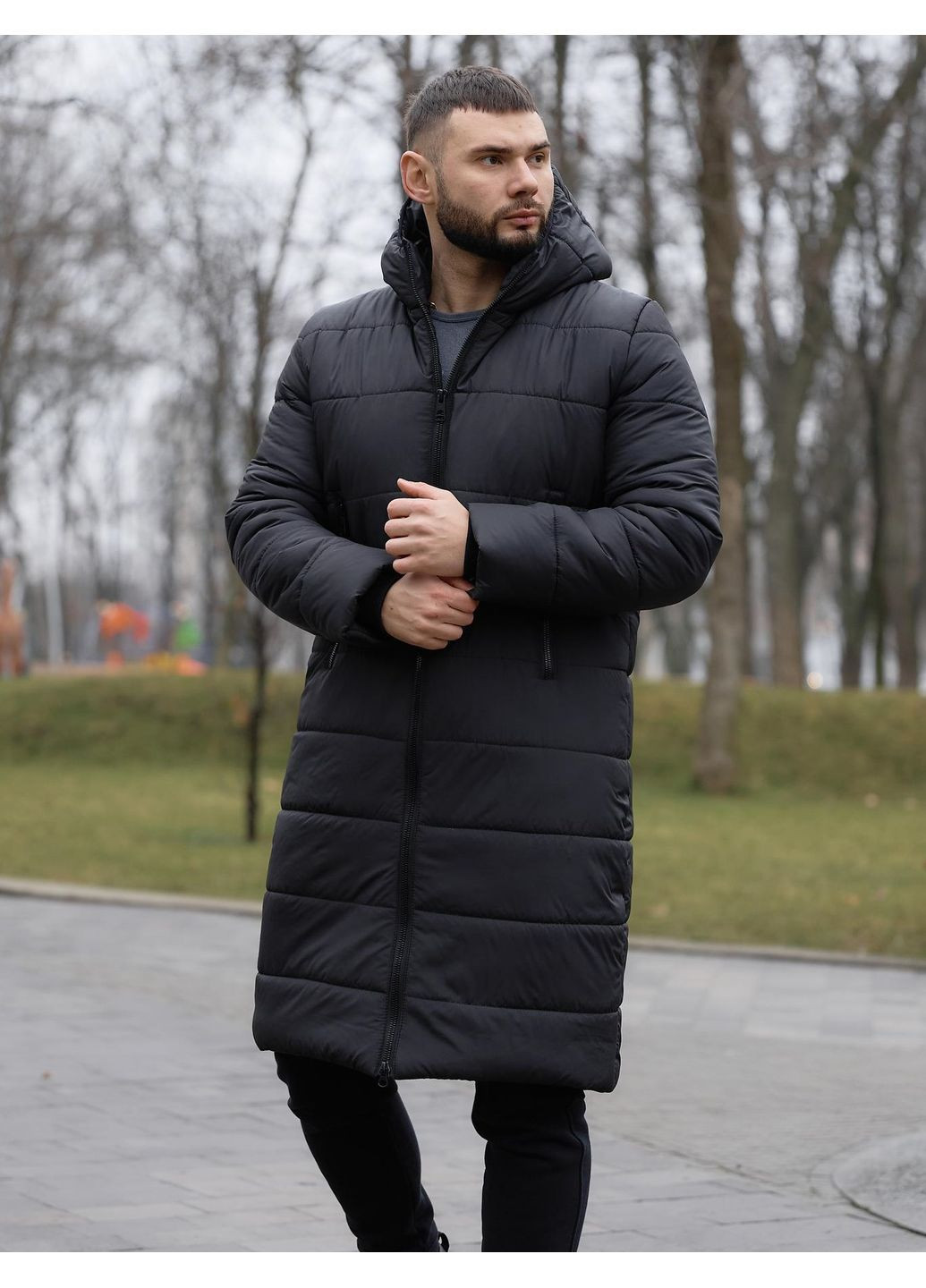 Черный зимний Пуховик No Brand