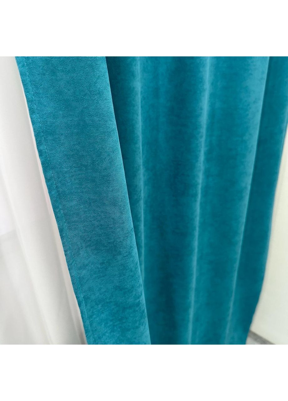 Комплект штор бірюзового кольору мікровелюр "Luxury Touch" (2 шт. по 1.5x2.7 м)- готові на тасьмі. Розкіш та затишок! No Brand (366561124)