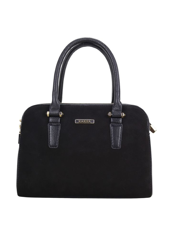 Сумка жіноча з натуральної замші чорна (Д/Ш/В) 26х12х18 (см) Karya (362732742)