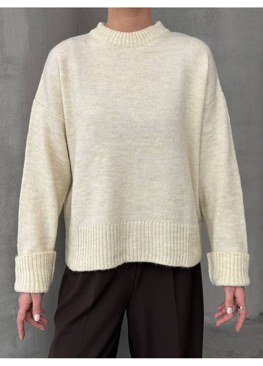 Молочний демісезонний светр жіночий Гермес