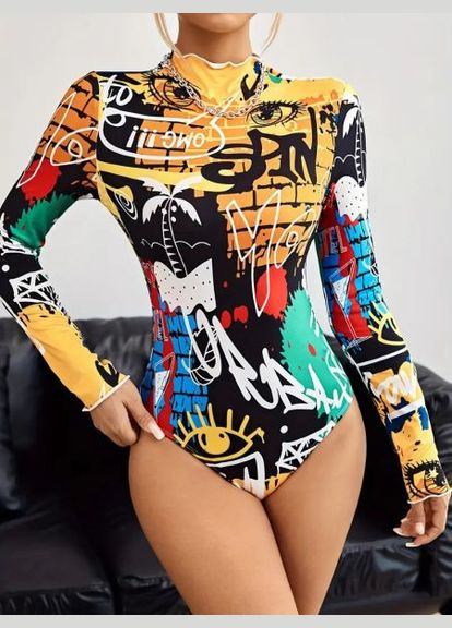 Боди женское с принтом "Граффити", длинный рукав (арт. 313) No Brand (352168186)
