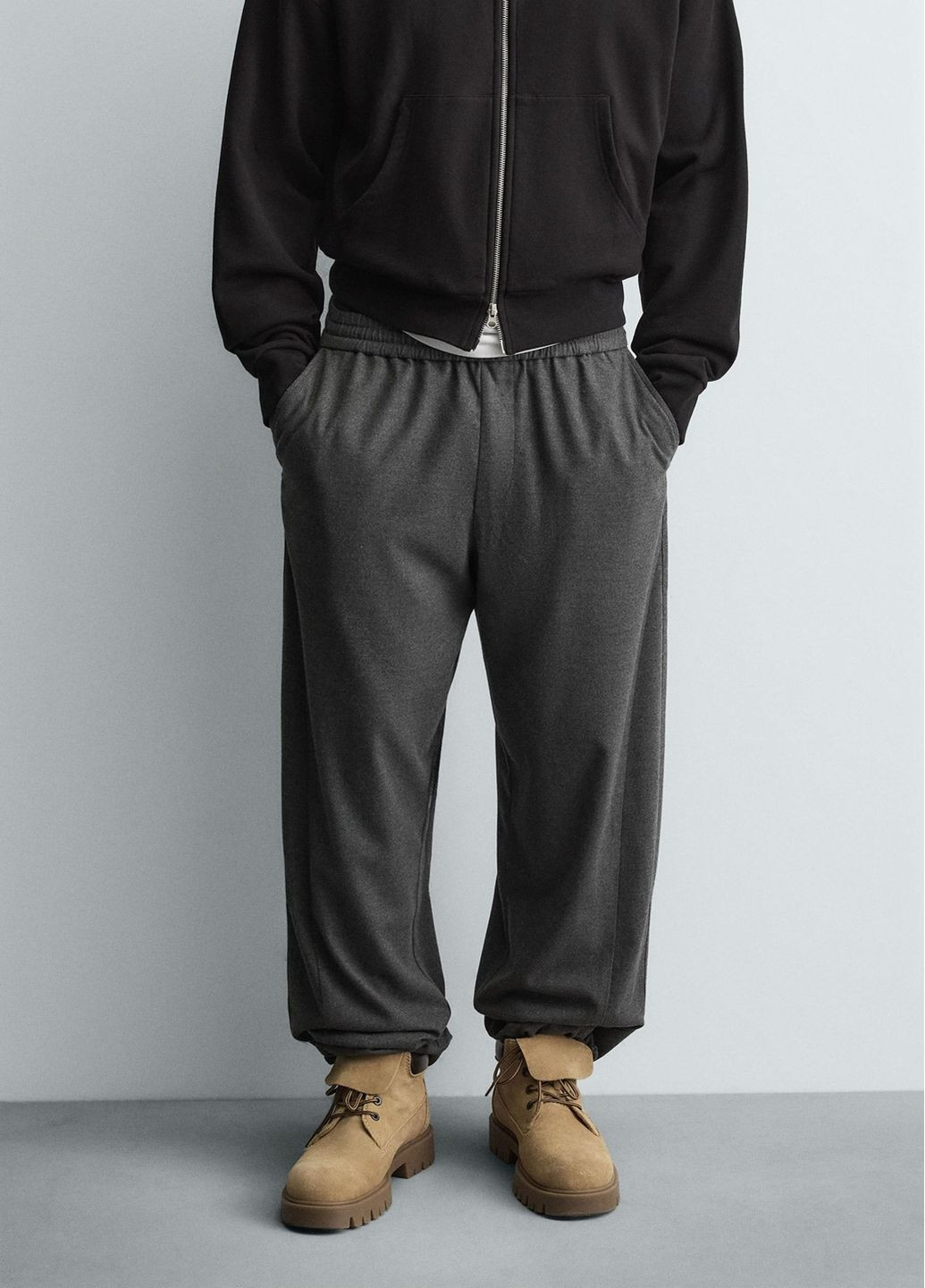 Серые повседневный демисезонные брюки Zara