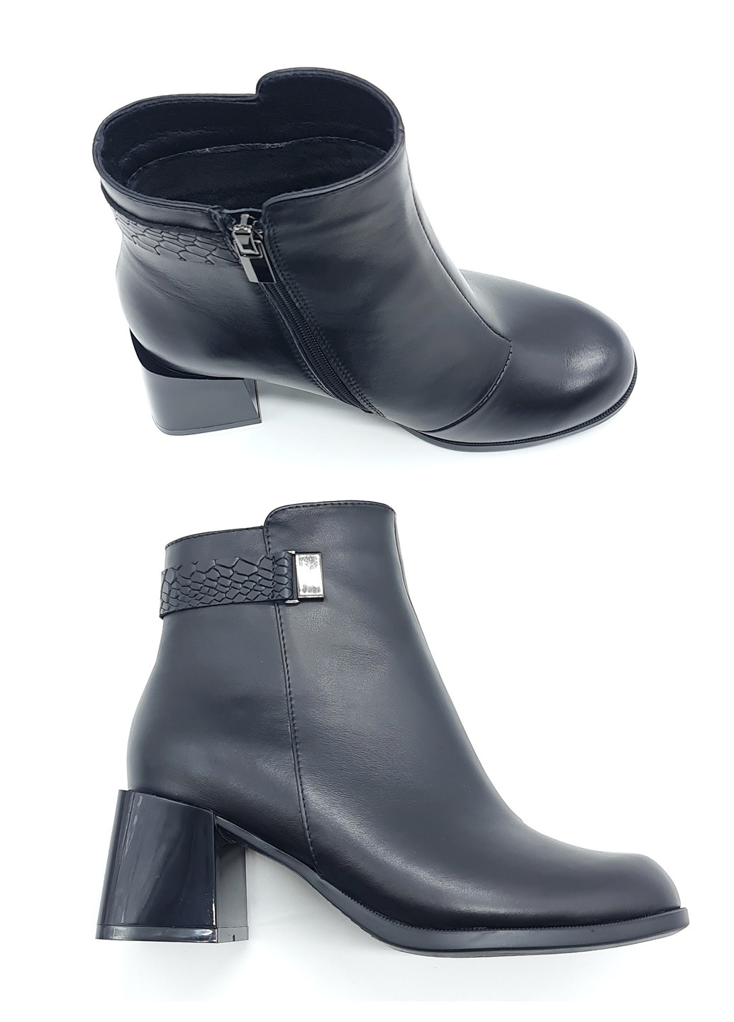 Осенние женские ботинки черные кожаные p-19-4 235 мм(р) patterns