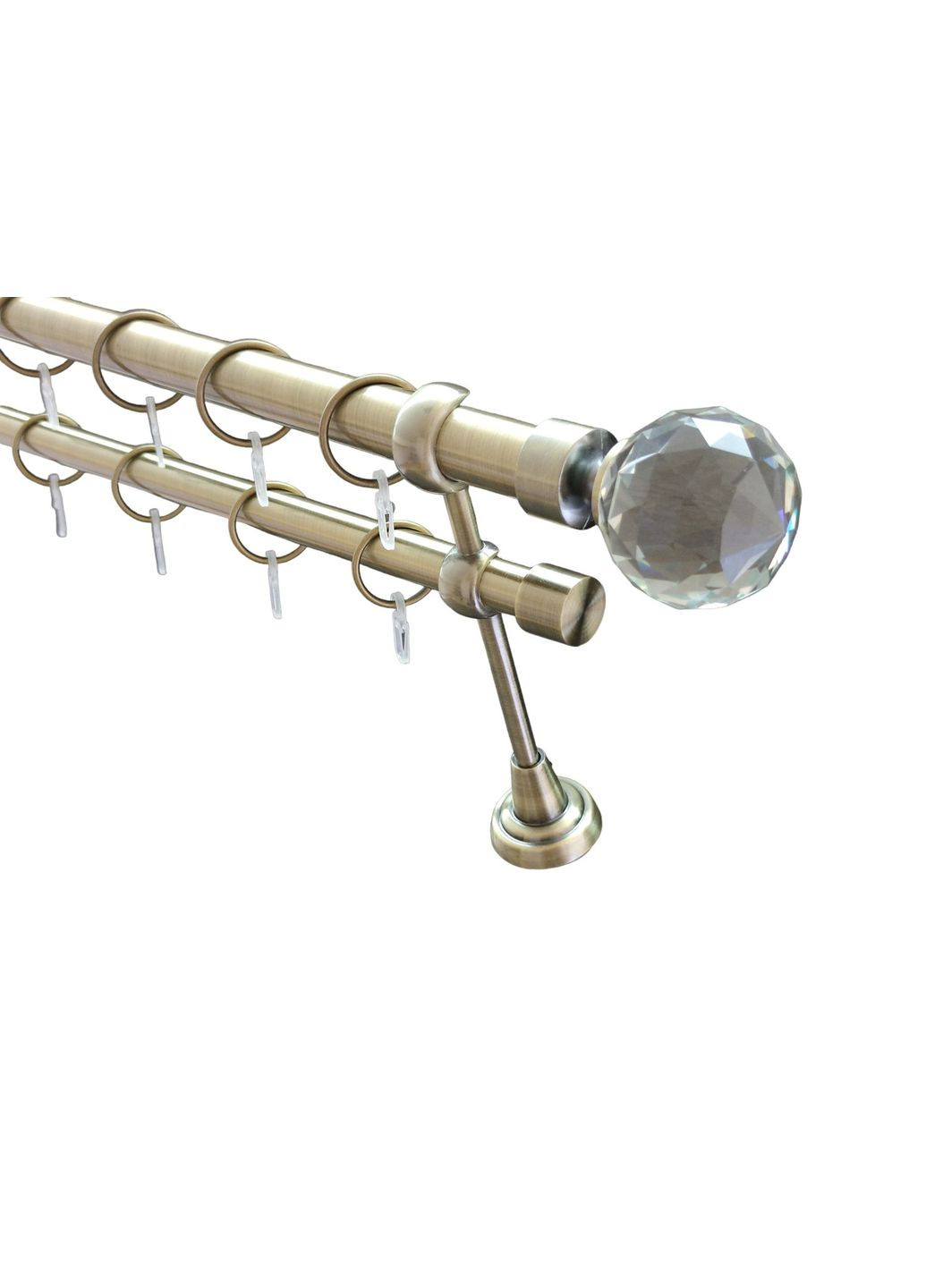 Карниз для штор Люмиера металлический двухрядный гладкая труба кольцо металлическое Антик 25\19 мм 200 см ORVIT (299335577)