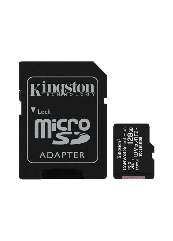Карта пам'яті MicroSDXC 128GB UHS-I 10 Canvas Select Plus R100MB/s + SD-адаптер (SDCS2/128GB) Kingston (323581716)
