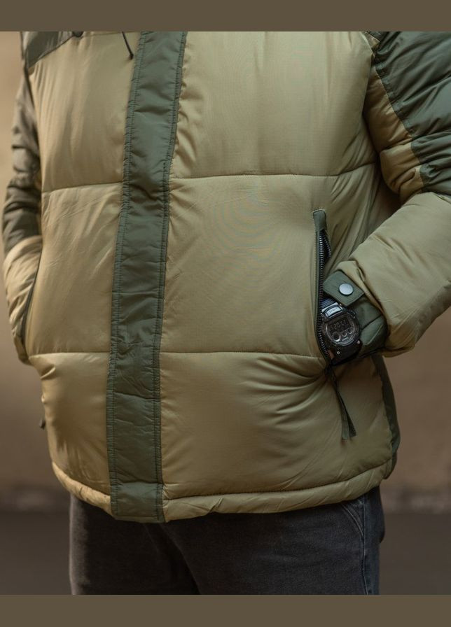 Оливкова (хакі) зимня чоловіча зимова куртка хакі No Brand