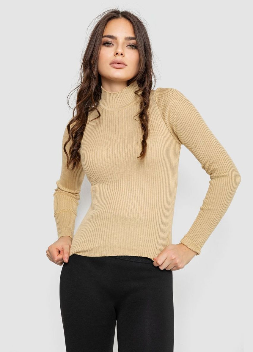Бежевий водолазка жіноча в рубчик, колір світло-сірий, 214r91306 Ager