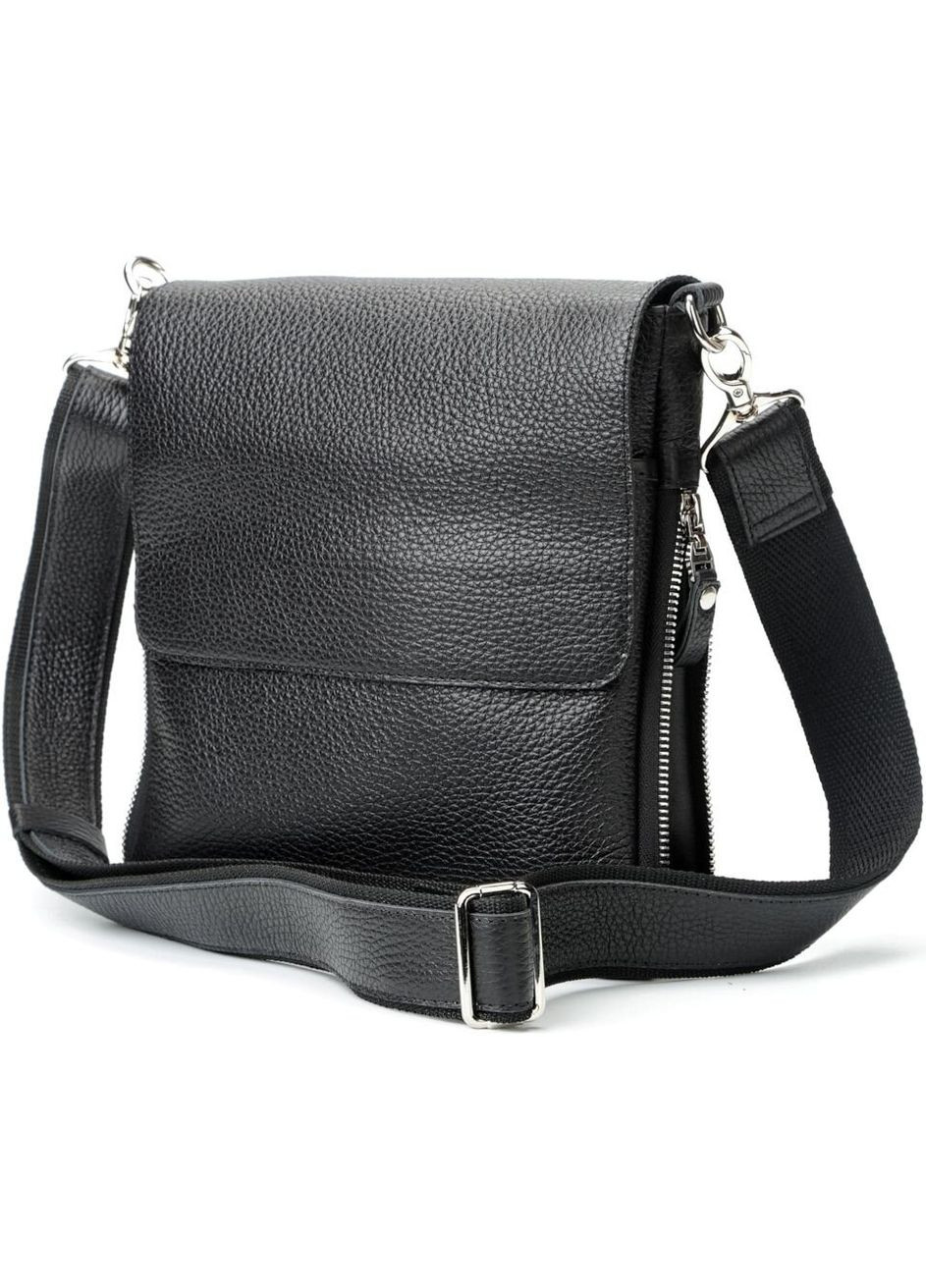 Кожаная сумка кросс боди мужская мессенджер через плечо черная 11016 Shvigel (329195187)