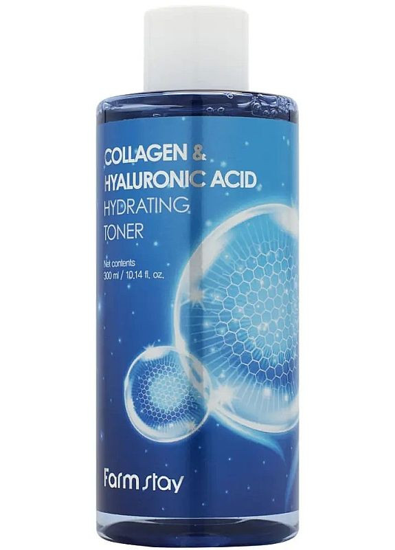 Увлажняющий тонер с гиалуроновой кислотой и коллагеном - Farm Stay Collagen & Hyaluronic Acid Hydrating Toner 300ml. FarmStay (369792122)