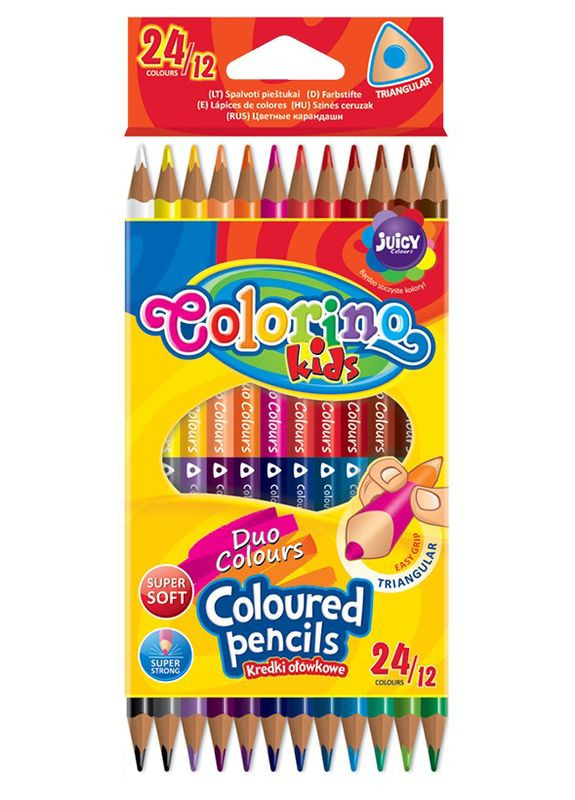 Набір олівців 24 кол. Pastel Duo Colors двосторонні тригранні Colorino (289479496)