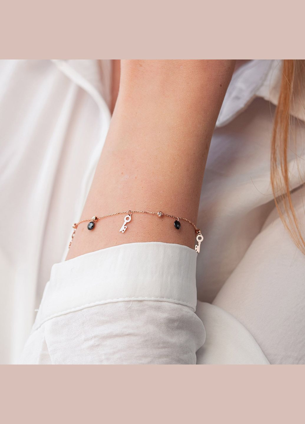 Золотий браслет Ключики (фіаніти) б04881 19 19 Oniks (264023844)