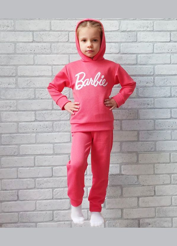 Костюм детский для девочки Барби кофта с длинным рукавом и капюшоном штаны с карманами коралл, трикотаж кукуруза No Brand (315351010)