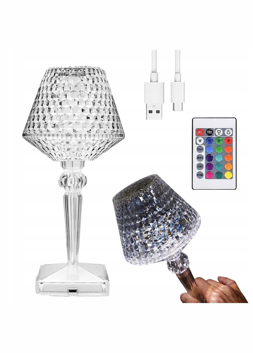 Аккумуляторная настольная лампа-ночник SN02 с пультом RGB Ночник Crystal Table Lamp VHG (338221084)