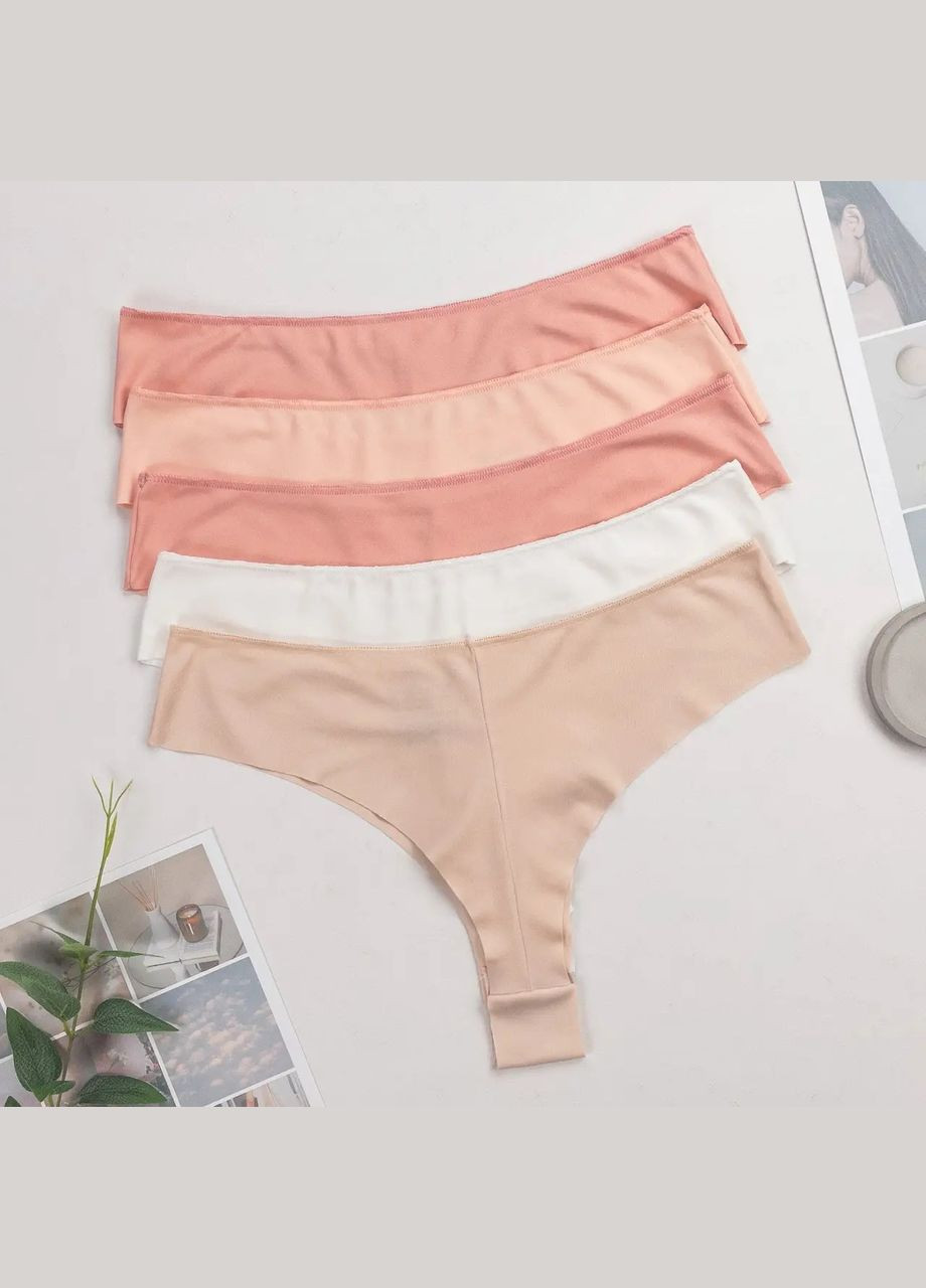 Жіночі безшовні труси-бразиліано з широким боком, 5 шт. Nicoletta (342119765)