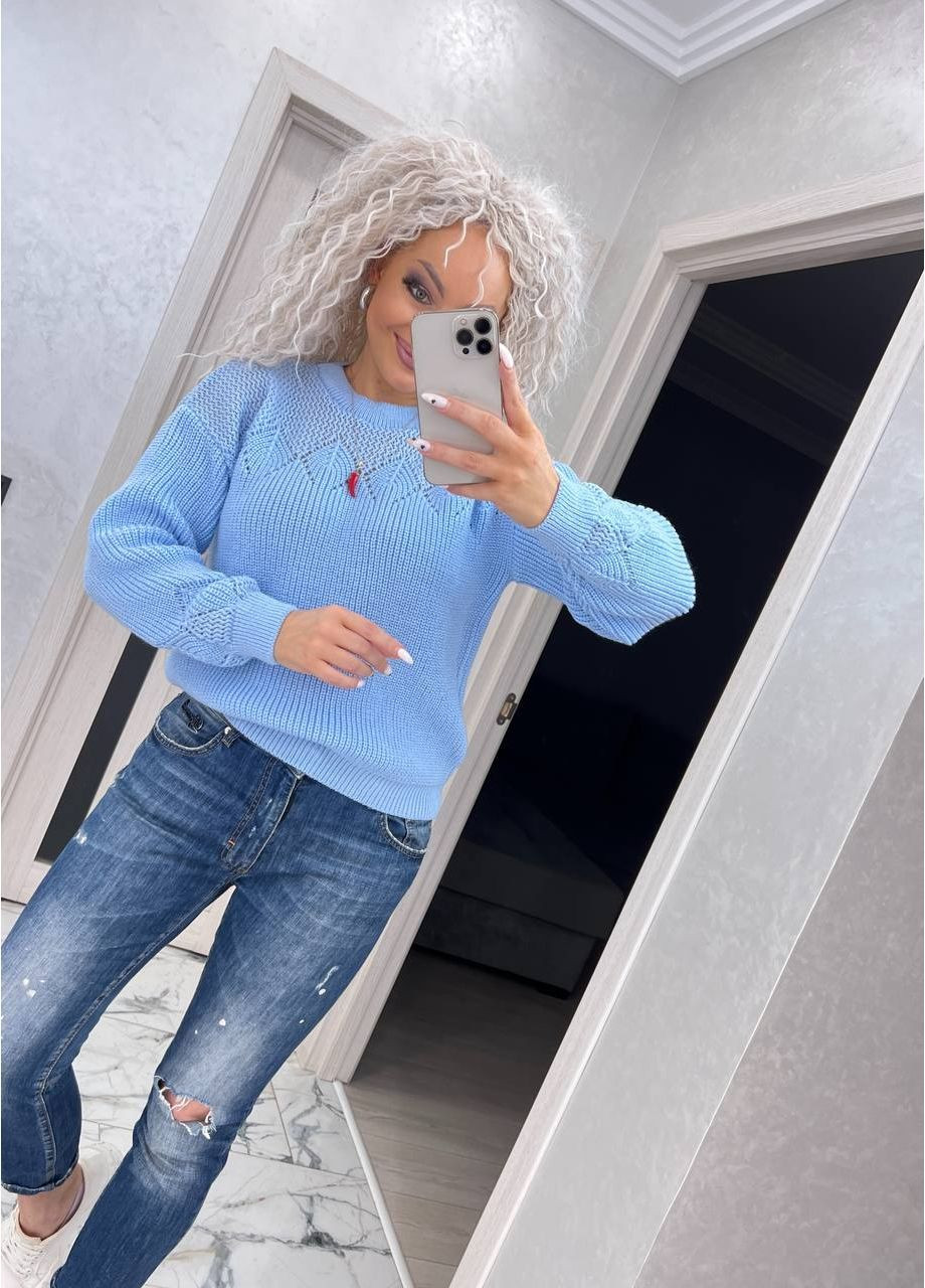 Голубой демисезонный женский свитер джемпер No Brand