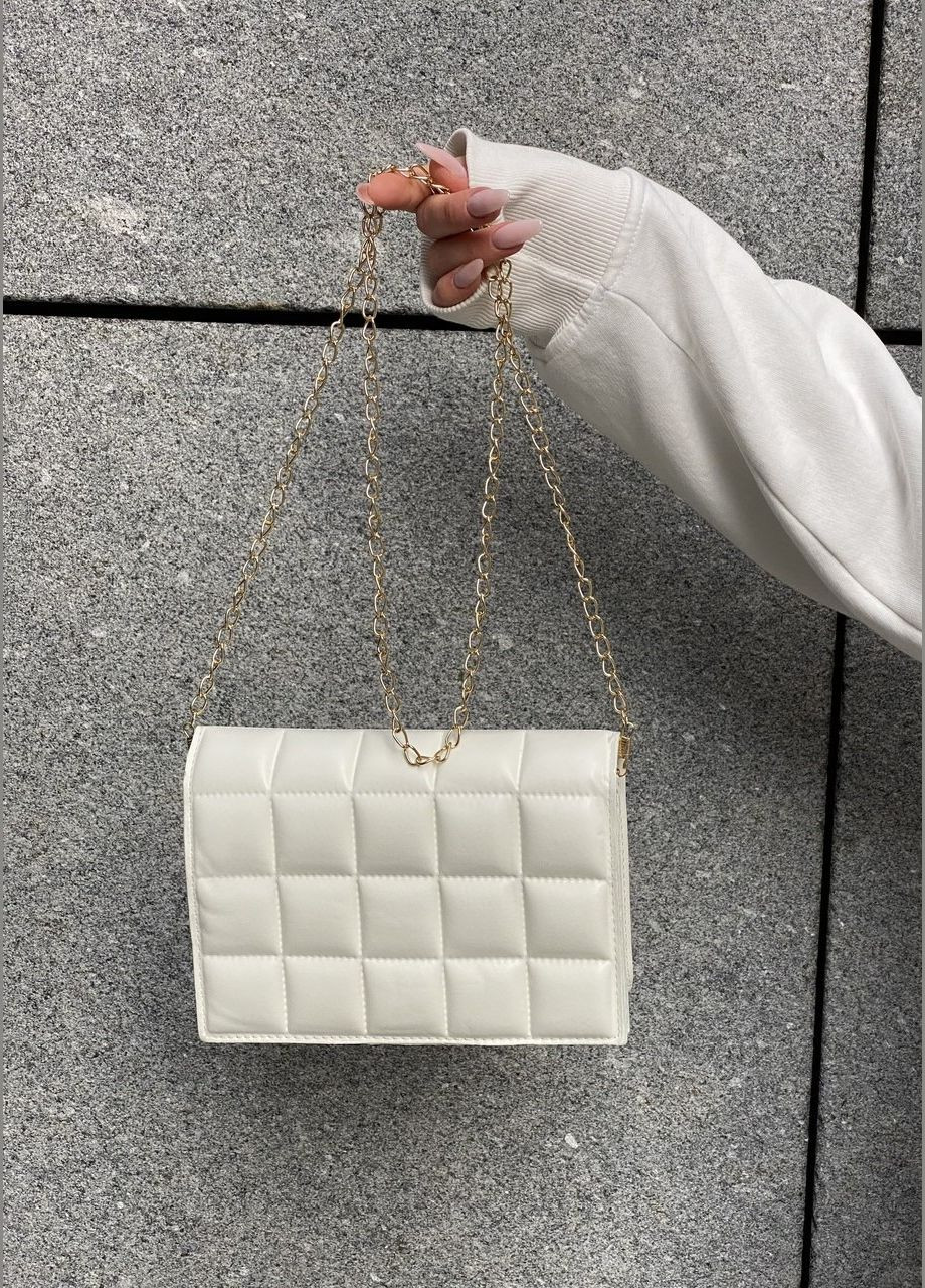 Жіноча маленька класична сумка клатч на ланцюжку біла No Brand (285165326)