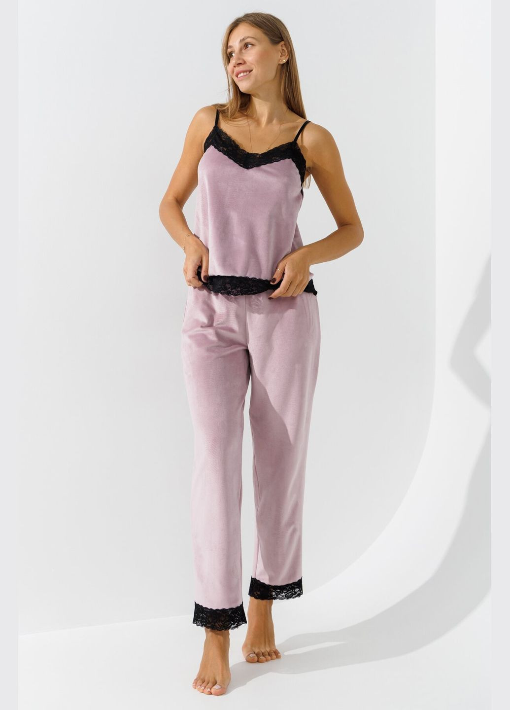 Пудровая зимняя пижама женская f60145 пудровый (2000990800770w) shop (2000990800770) Fleri