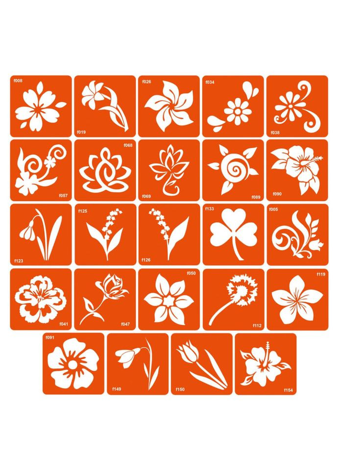 Набор трафаретов для био-тату «F - цветы» f-simple_24_1 Fresh Tattoo (316609761)