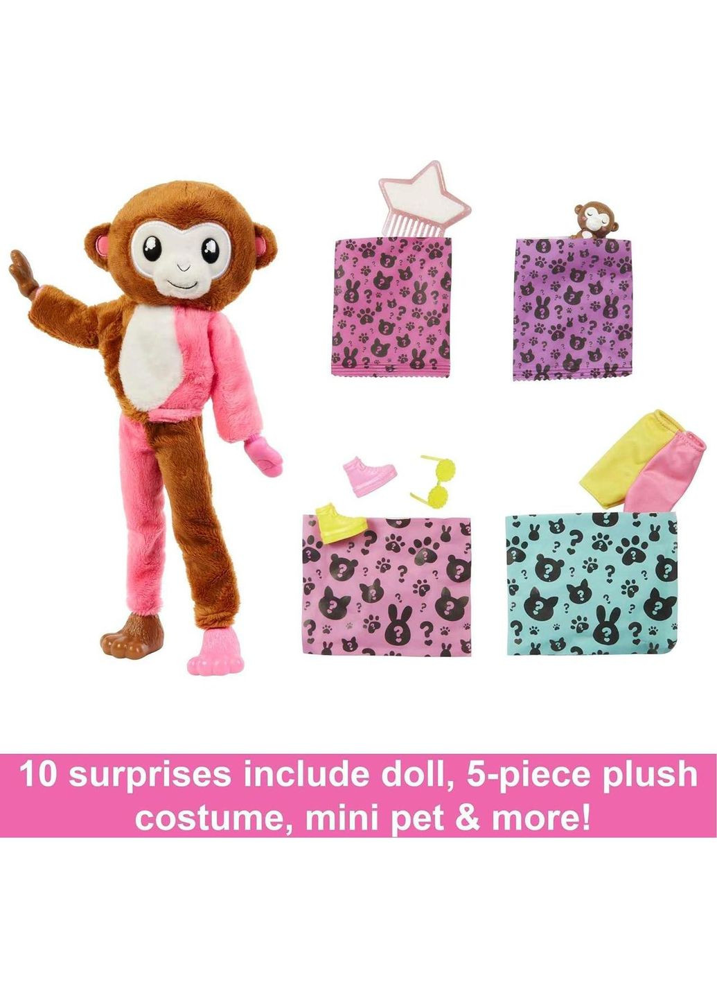 Кукла Cutie Reveal Jungle Series Monkey Plush Друзья из джунглей Обезьянка (HKR01) Barbie (342752974)