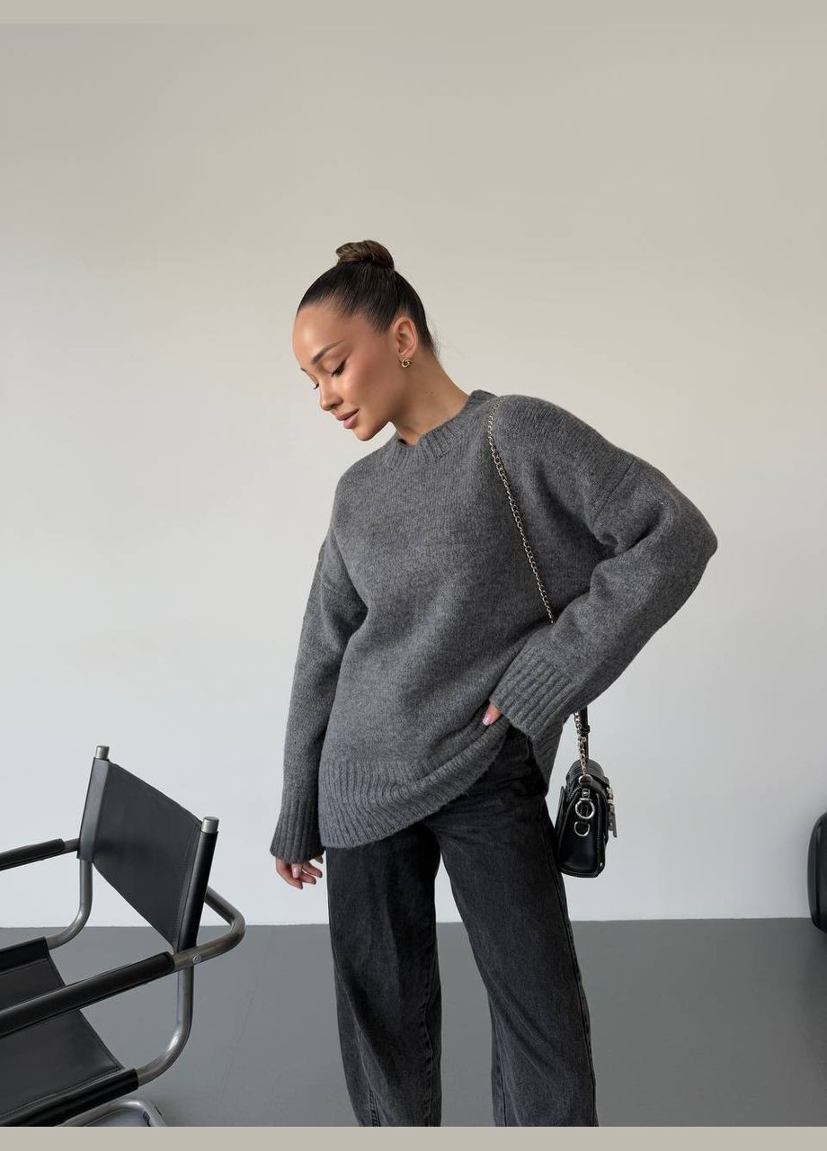 Темно-сірий демісезонний стильний в'язаний светр Adelante