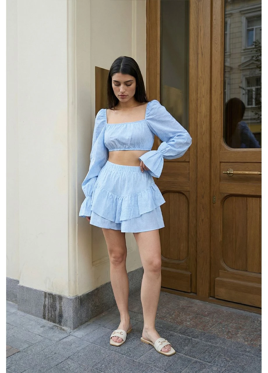 Женский костюм стаф топ и юбка-шорты легкий голубой летний ria light blue Seli Staff (396645900)