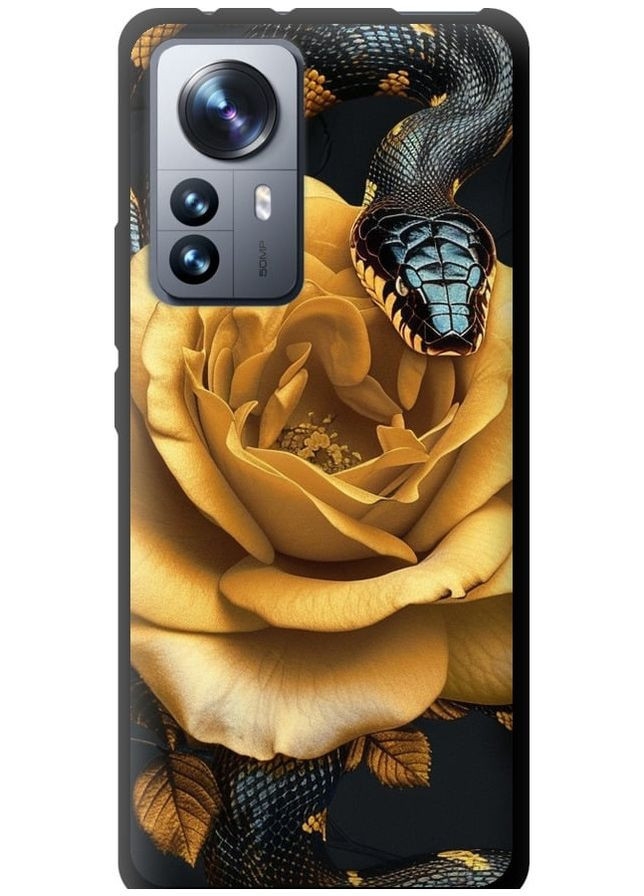 TPU черный чехол 'Black snake and golden rose' для Endorphone Xiaomi 12 Pro (286766808)