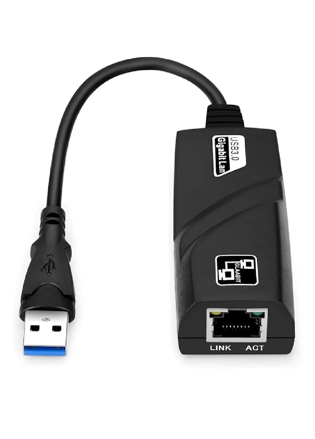 Карта адаптер сетевая с подключением по USB 3.0 к сети Ethernet чипсетом RTL8153 световыми индикаторами (484116-Prob) Черная Unbranded (402602252)