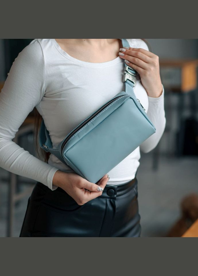 Блакитна шкіряна сумка бананка на пояс ручної роботи (SKY--4lx) PTL (315800983)