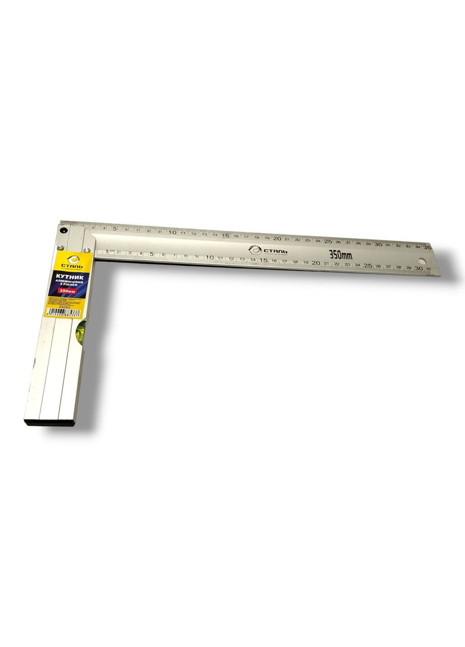 Кутник алюмінієвий будівельний 350 мм | З рівнем (арт. 24262) СТАЛЬ (337361147)