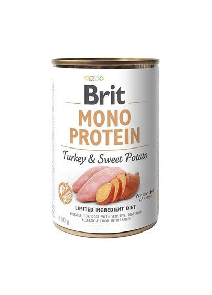 Вологий корм для собак Mono Protein з індичкою і бататом 400 г (8595602529759) Brit (316226929)