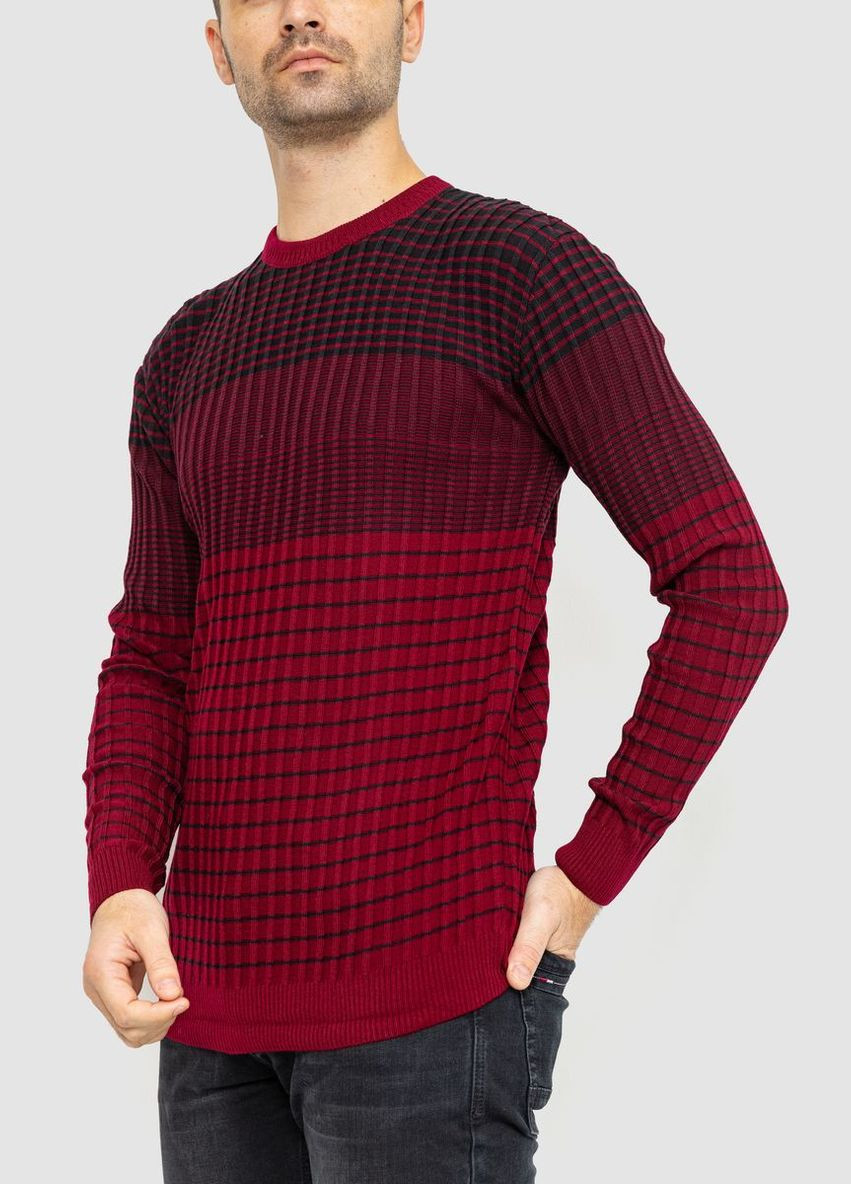 Комбинированный зимний свитер мужской, цвет бордово-черный, Ager