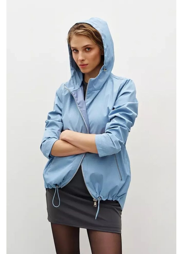Блакитна вітровка жіноча блакитна легка з капюшоном mkrm4241-1 Rica Mare