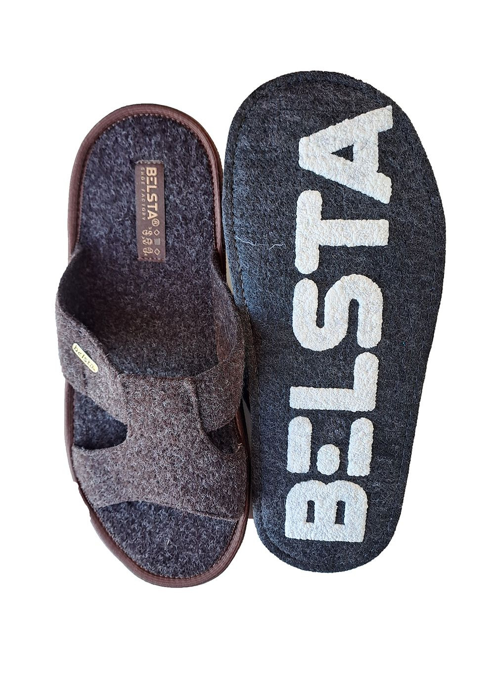 Коричневые тапочки бесшумные открытые паркетные Белста