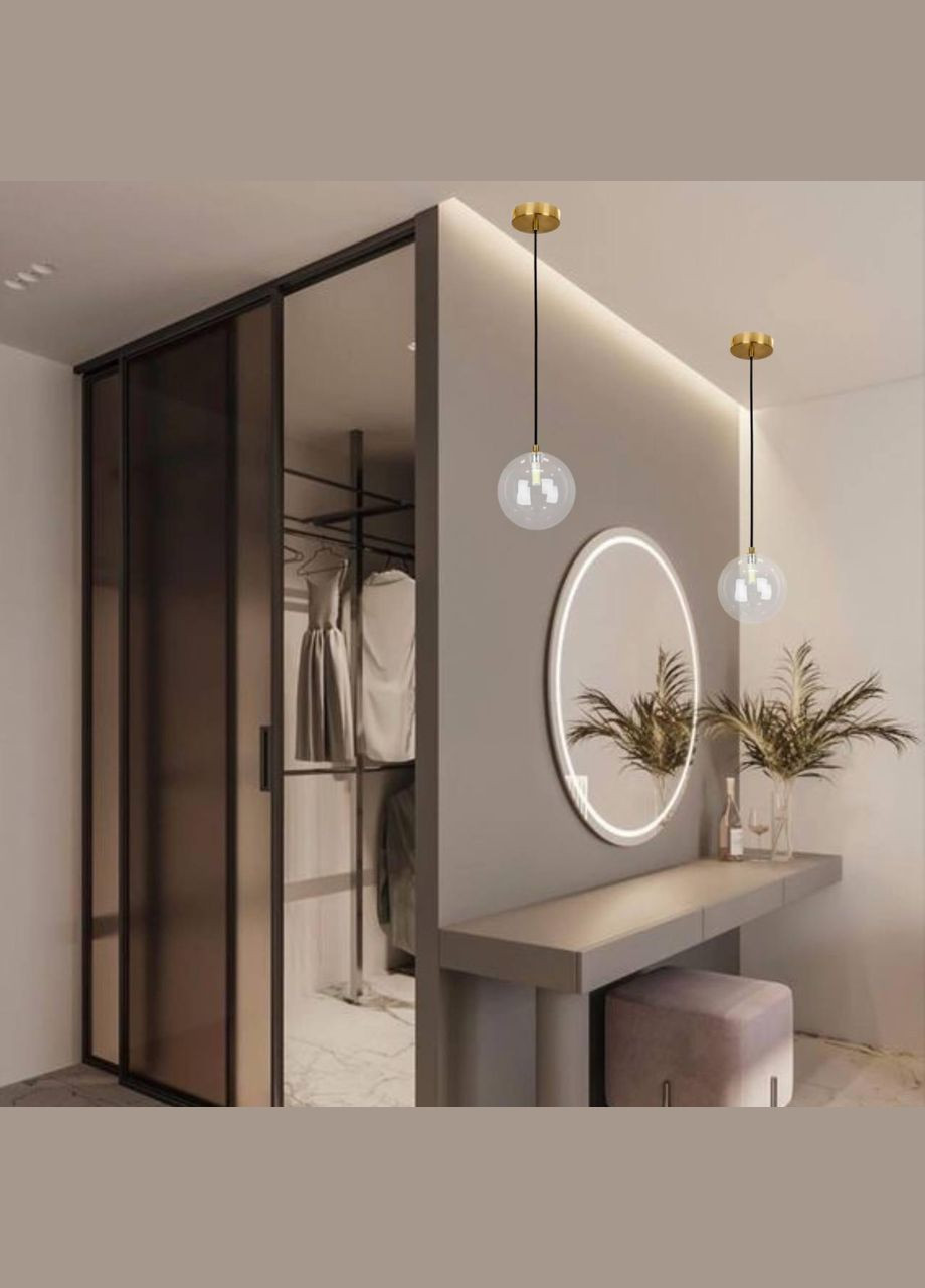 Підвіс зі скляною прозорою 15см кулею BUBBLES (61-P150F-1 BRZ+CL) No Brand (370070699)