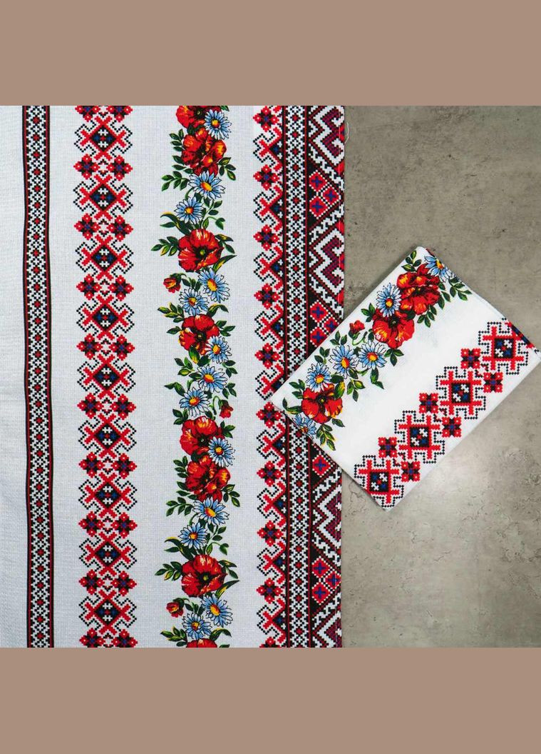 GM Textile полотенце вафельное с принтом вышивки и красными цветами 35х61см 180г/м2 () комбинированный производство - Узбекистан