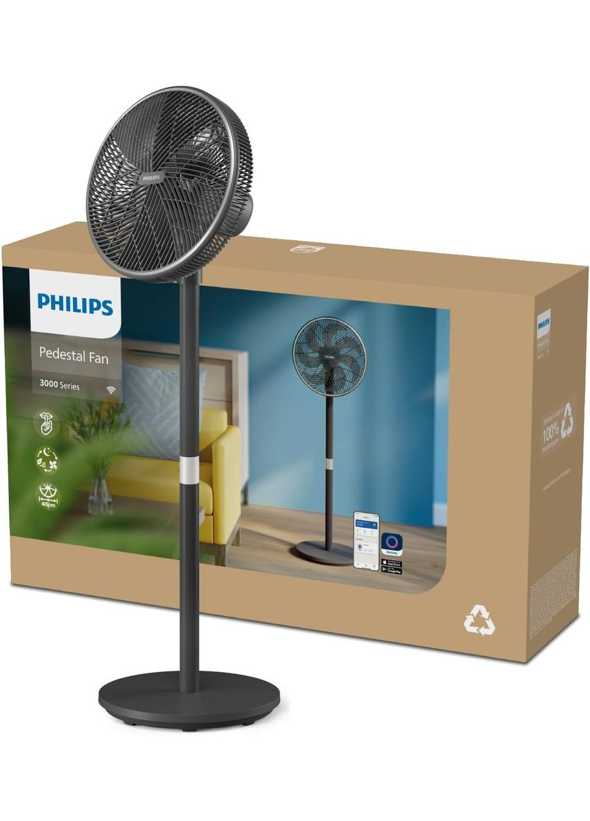 Вентилятор напольный Series 3000, 40см, 48Вт, управление через смартфон, регулировка высоты, Philips (342114014)
