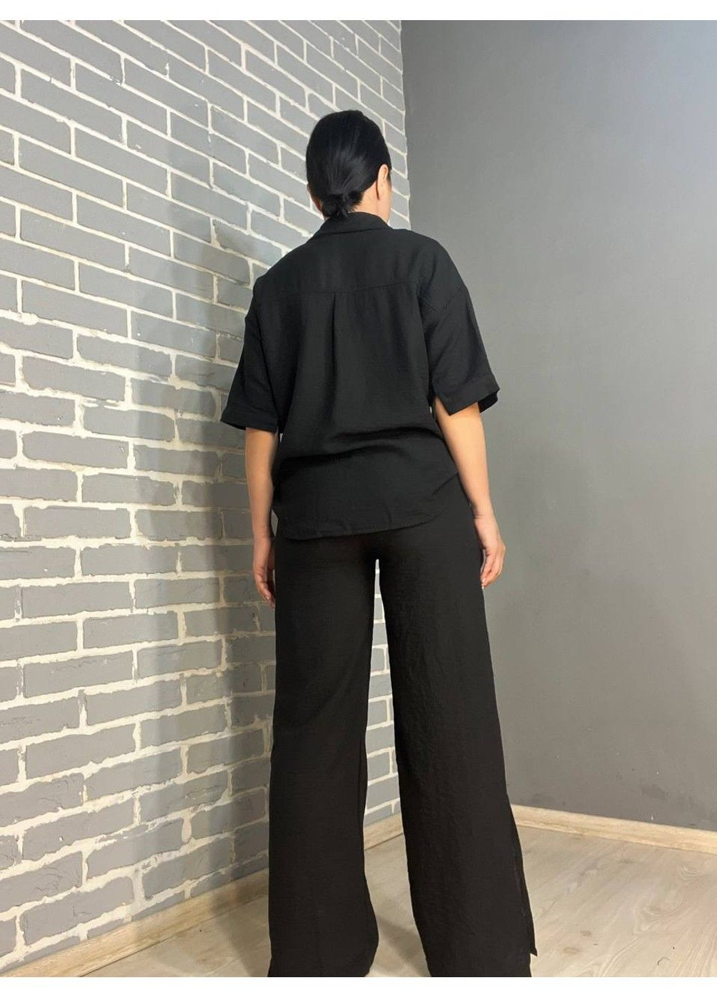 Костюм жіночий 4157 сорочка оверсайз брюки з розрізами побоках рівні від стегна MIX RAY (304291647)