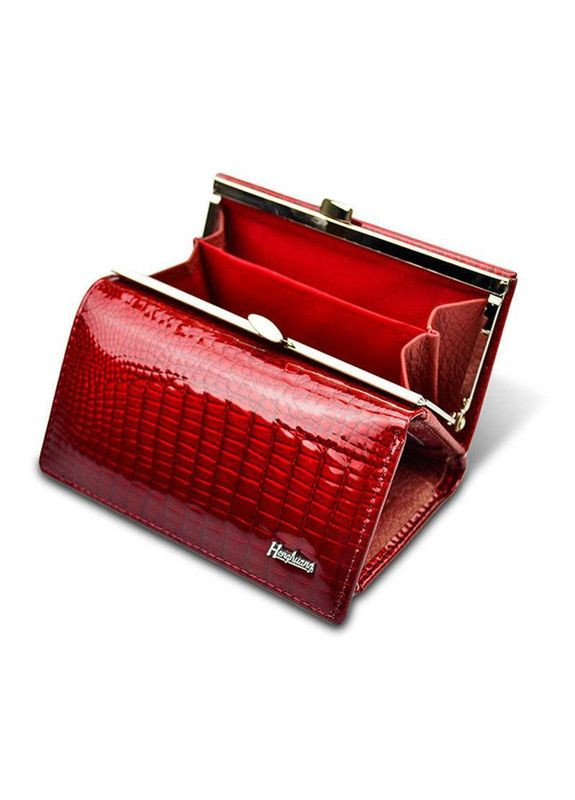 Шкіряний маленький жіночий гаманець на кнопці 0527 червоний Henghuang (307284836)