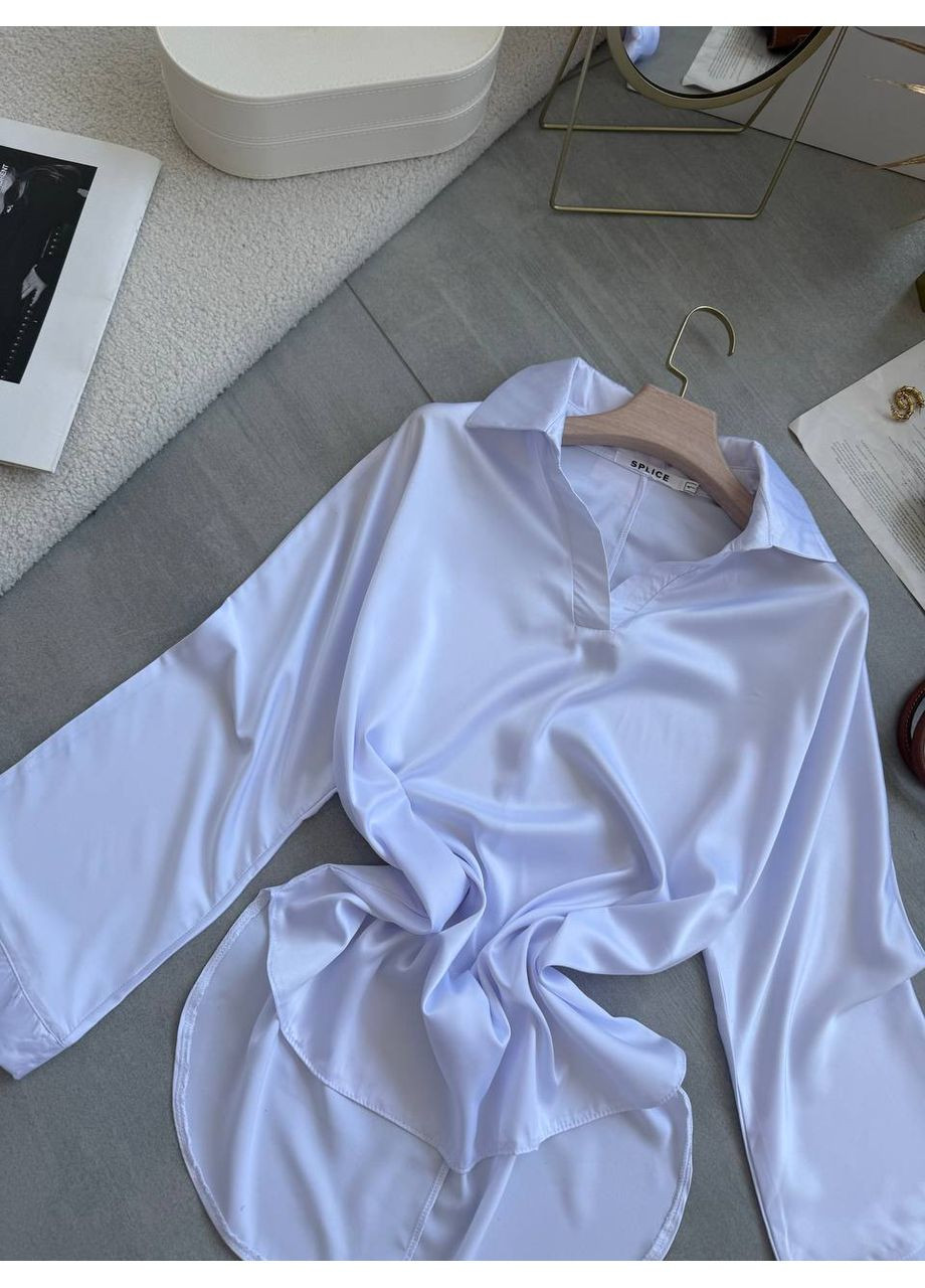 Белая кэжуал рубашка однотонная Україна с длинным рукавом