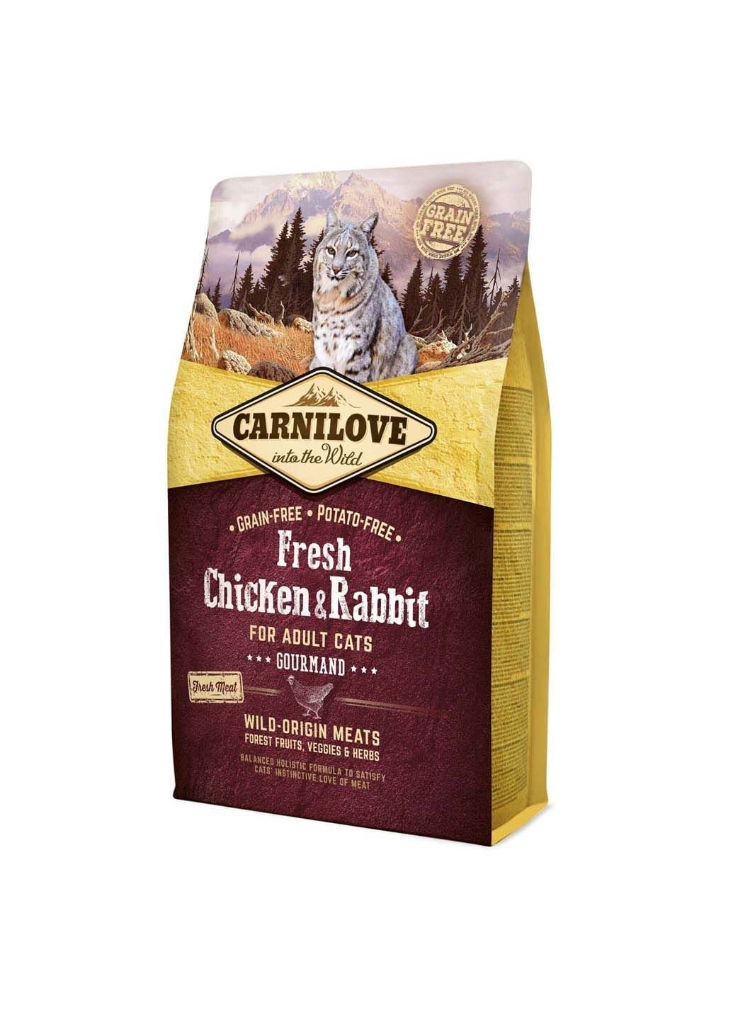 Сухой корм для взрослых кошек Fresh Gourmand с курицей и кроликом 2 кг Carnilove (286472980)