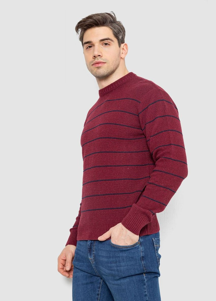 Бордовый зимний свитер мужской в полоску Ager 161R1057
