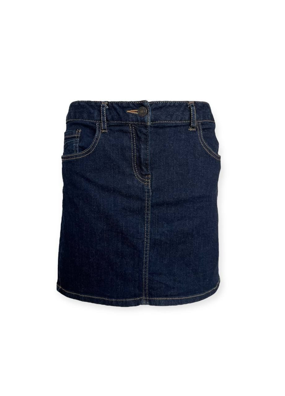 Темно-синяя повседневная однотонная юбка темно-синий Etam