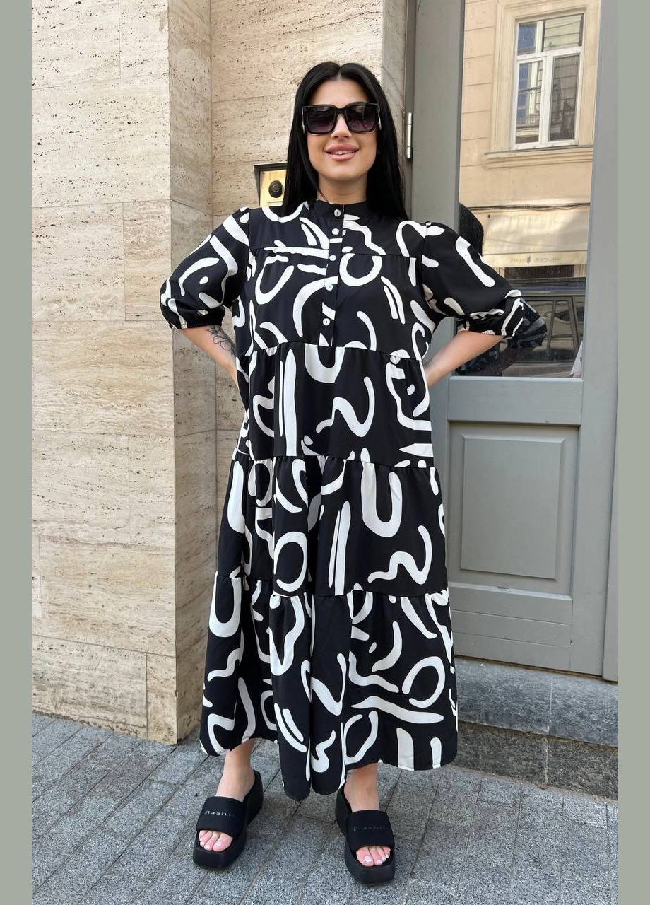 Черное свободное платье Fashion