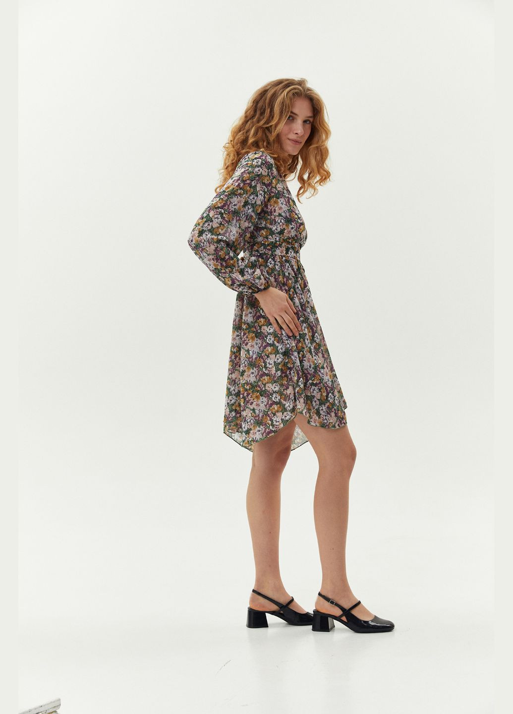 Лілова кежуал сукня на запах Azuri з квітковим принтом