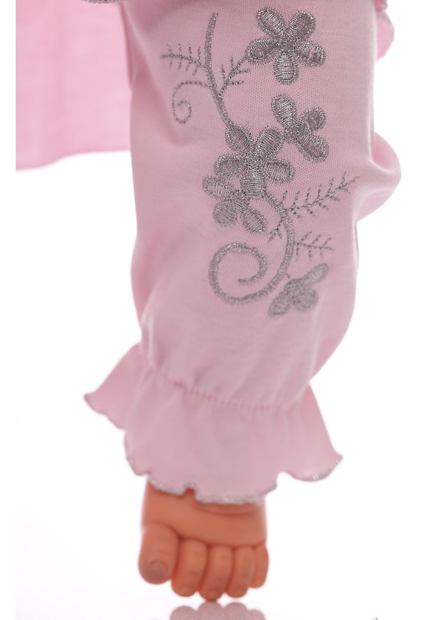 Розовый демисезонный костюм с длинным рукавом для девочки трикотажный с гипюром розовый 68 см (37153) BABYKROHA