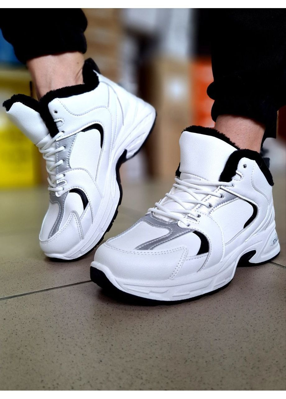 Зимние белые кроссовки женские с утеплителем из меха Stilli кросівки белые зима (362646988)