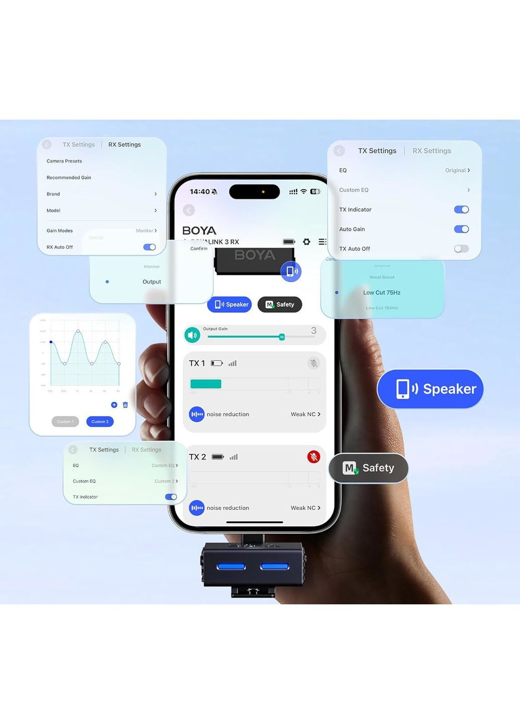 Мікрофон бездротовий з ШІ для телефона/камери Type-C Lightning BOYALINK 3-04 Boya (369473777)
